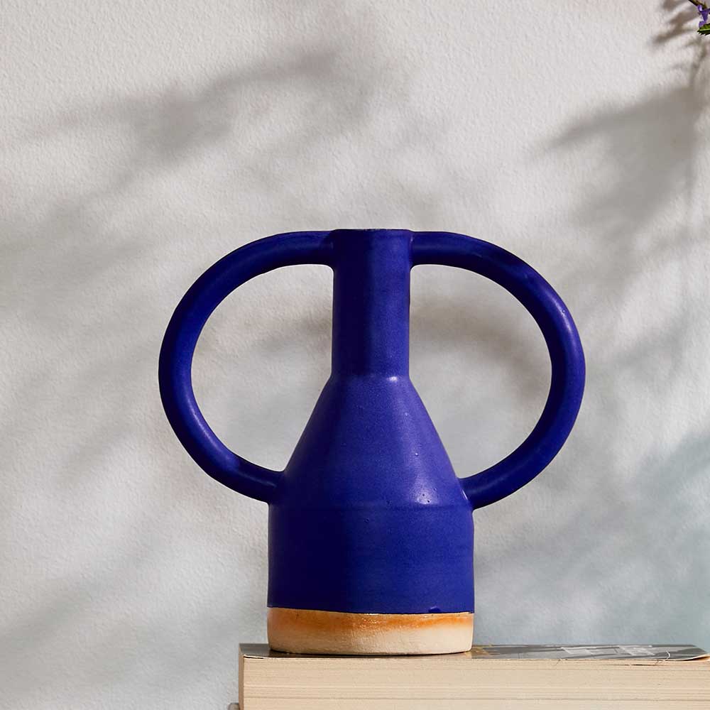 Blue-Jug-Eared-Vase