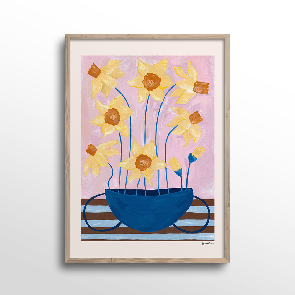 Daffodils-in-Blue-Vase-Print