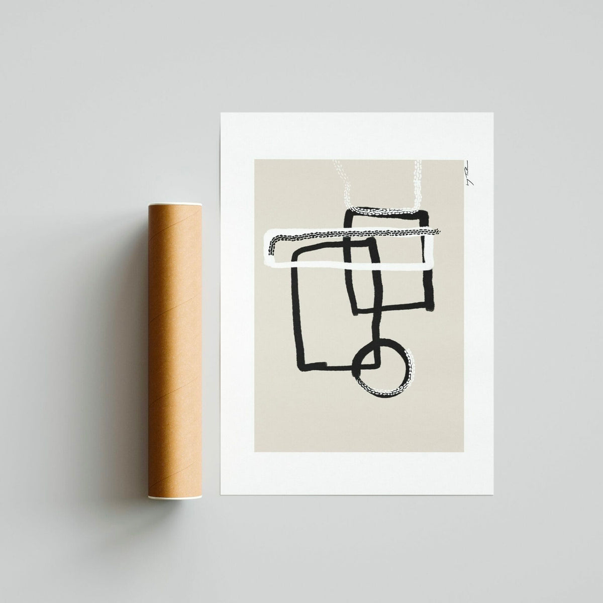 trace-03-art-print-lines-drawing-painting-abstract-beige-shapes-framed-artwork
