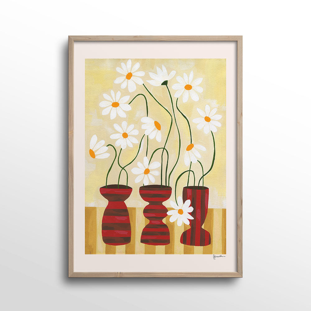 Daisies-in-Mini-Striped-Vases-Print