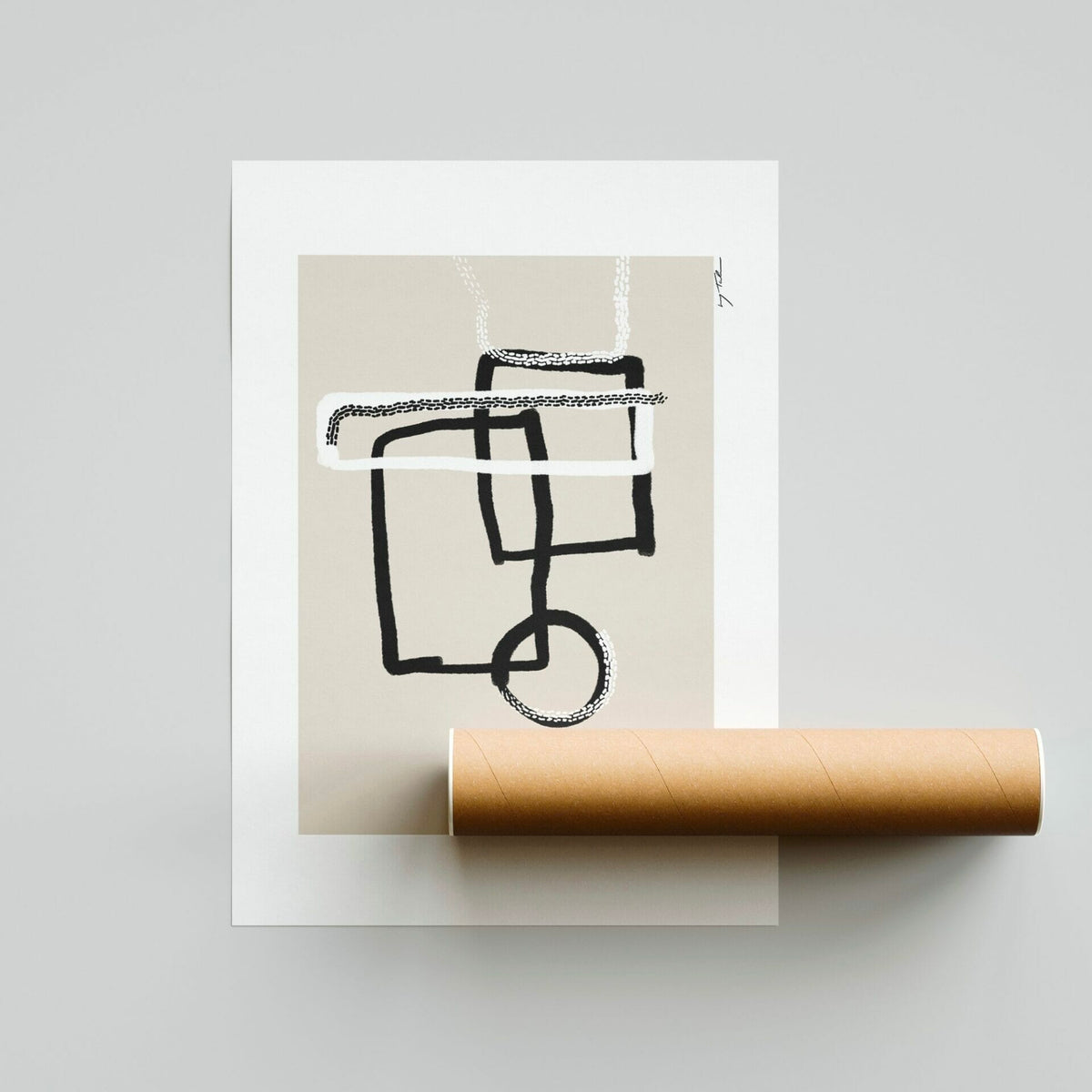 trace-03-art-print-lines-drawing-painting-abstract-beige-shapes-framed-artwork
