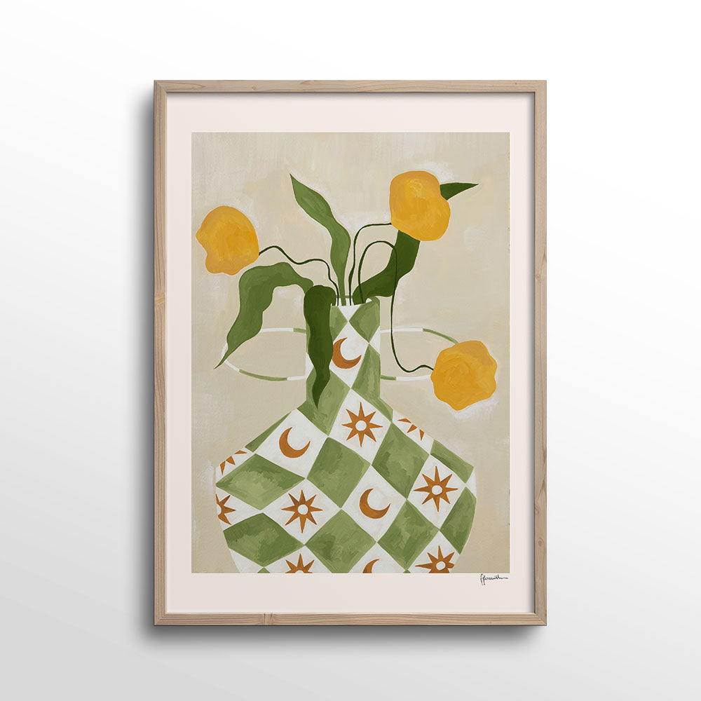 Yellow-Flowers-in-Star-Moon-Vase-Print