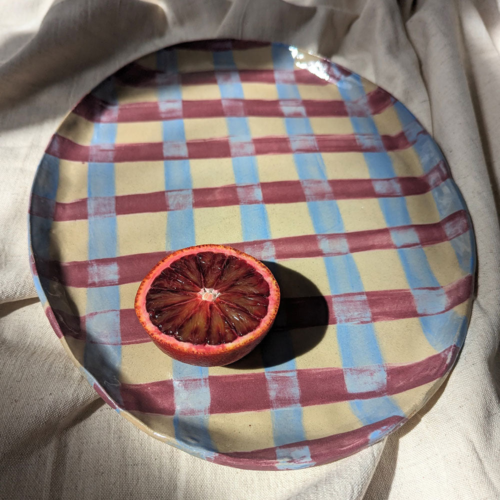 Baby-Blue-&-Burgundy-Gingham-Oval-Platter