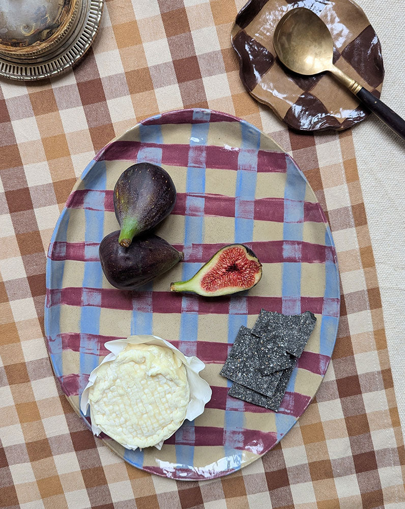 Baby-Blue-&-Burgundy-Gingham-Oval-Platter