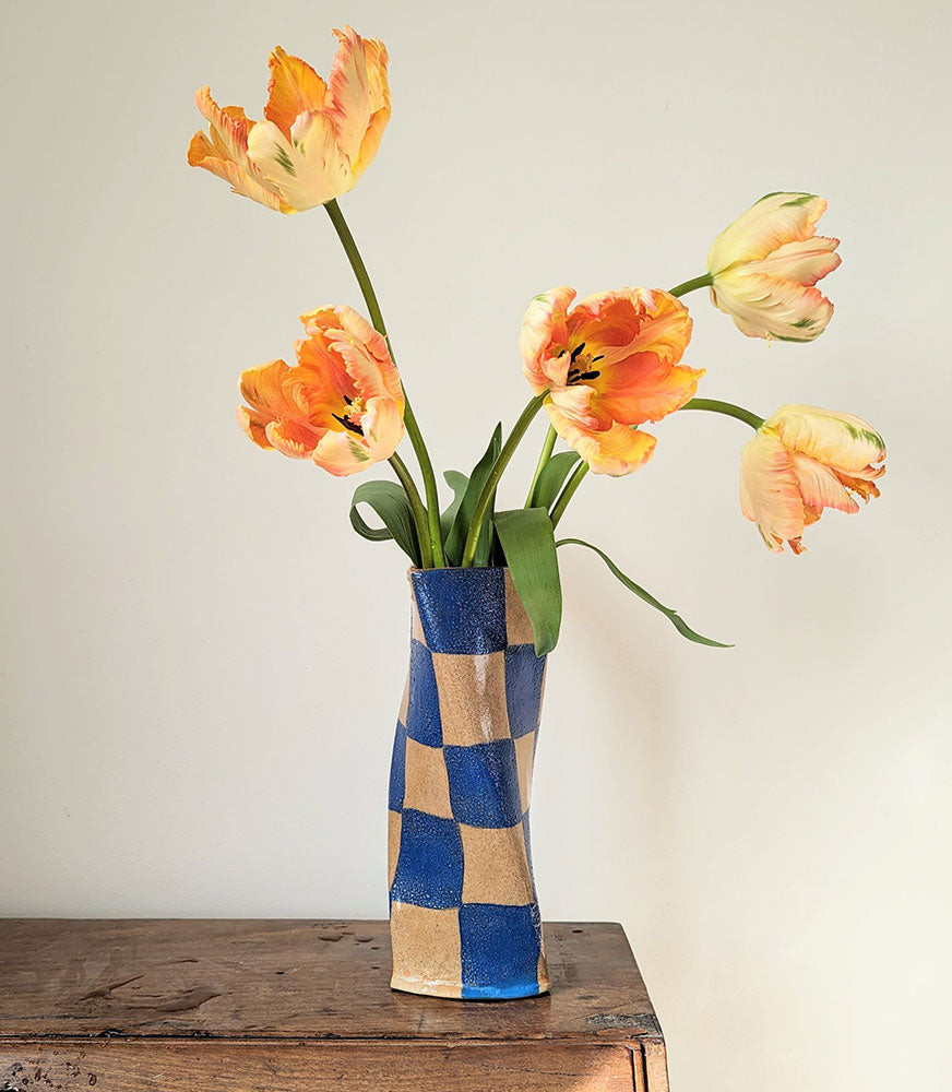 Blue-Check-Twist-Vase