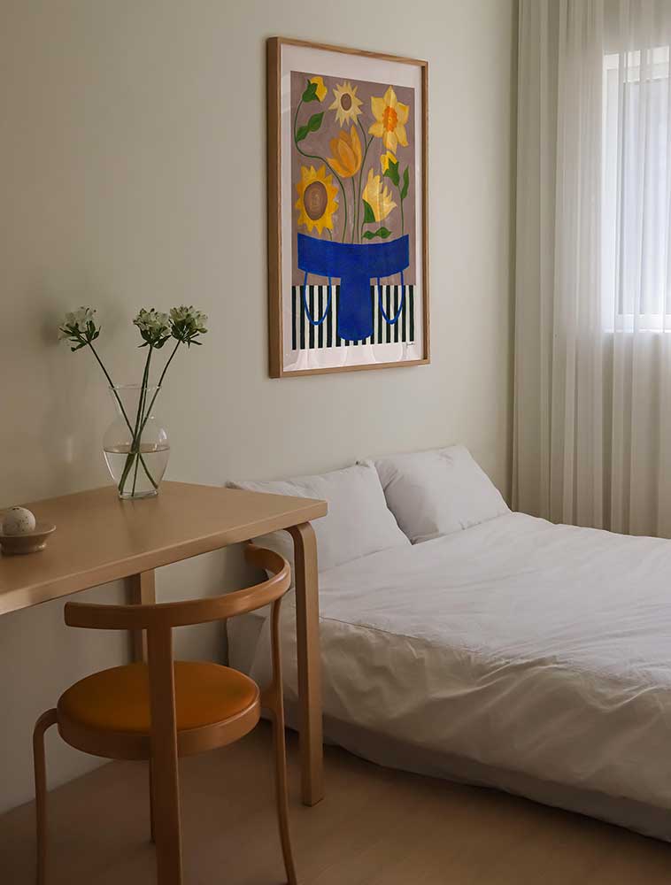 Yellow Bouquet in Blue Vase Print