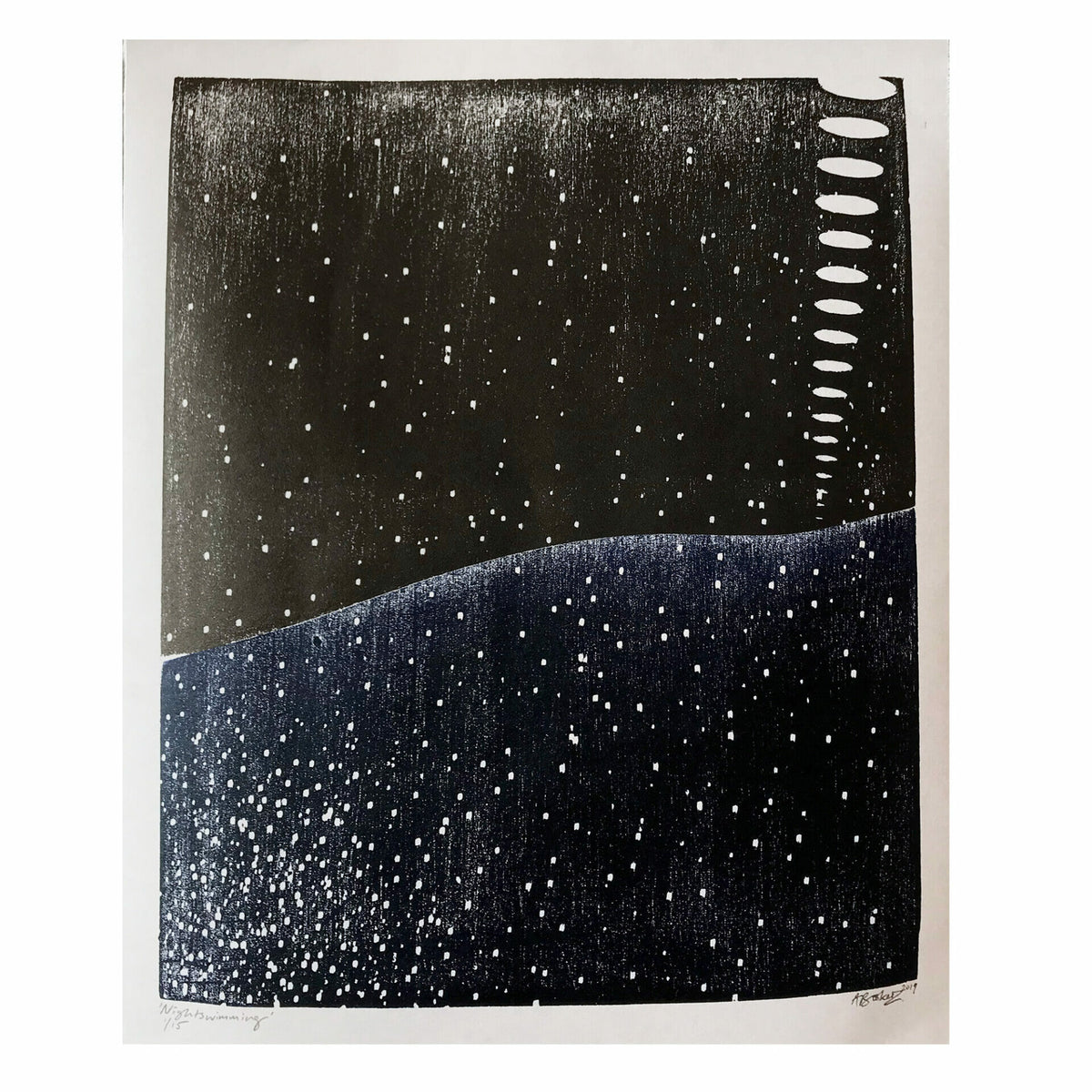 Nightswimming-woodcut-print-art-contemporary-abstract-three-colour