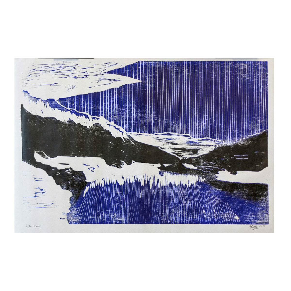 zuoz-|-woodcut-print-art-contemporary-blue-black-white
