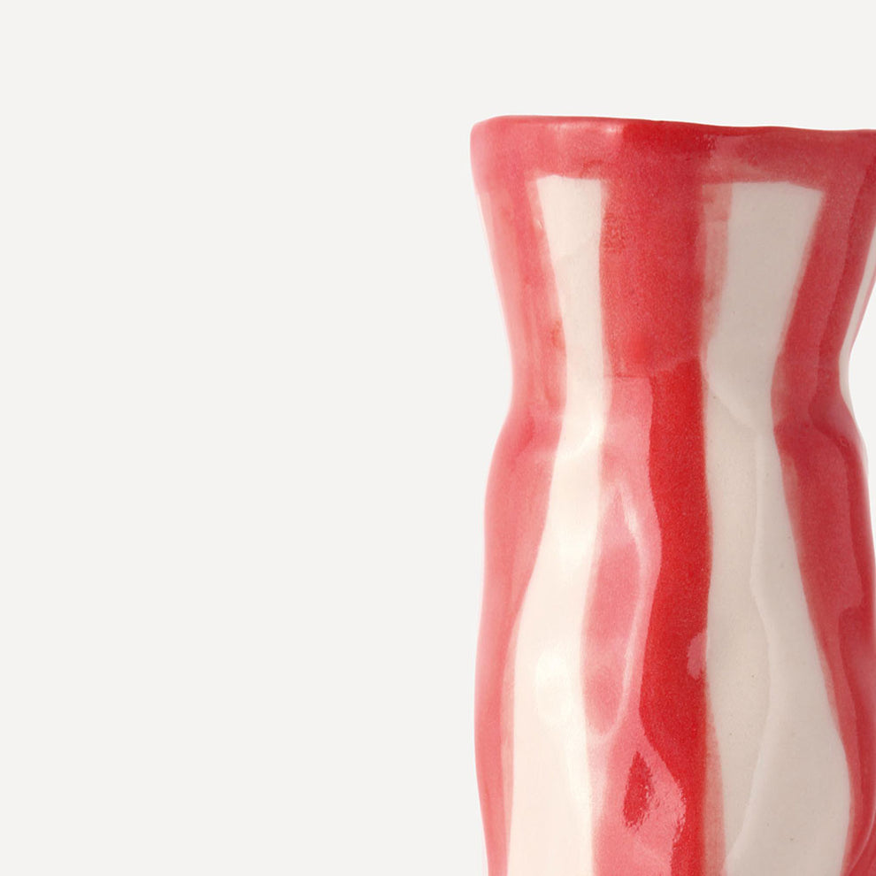 Bright Red Candy Stripe Vase | Hodge Pots | Artists & Objects