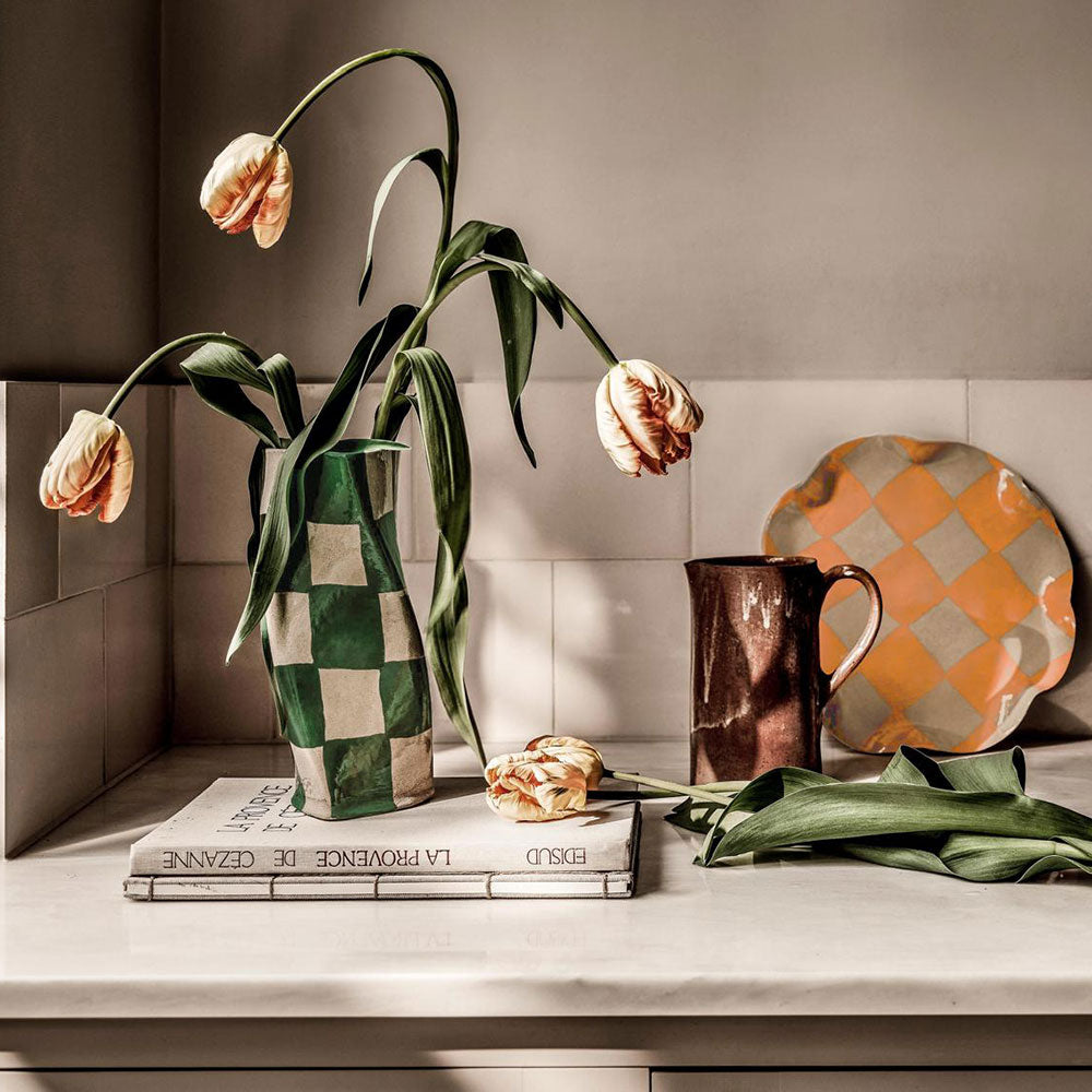 Green-Check-Twist-Vase