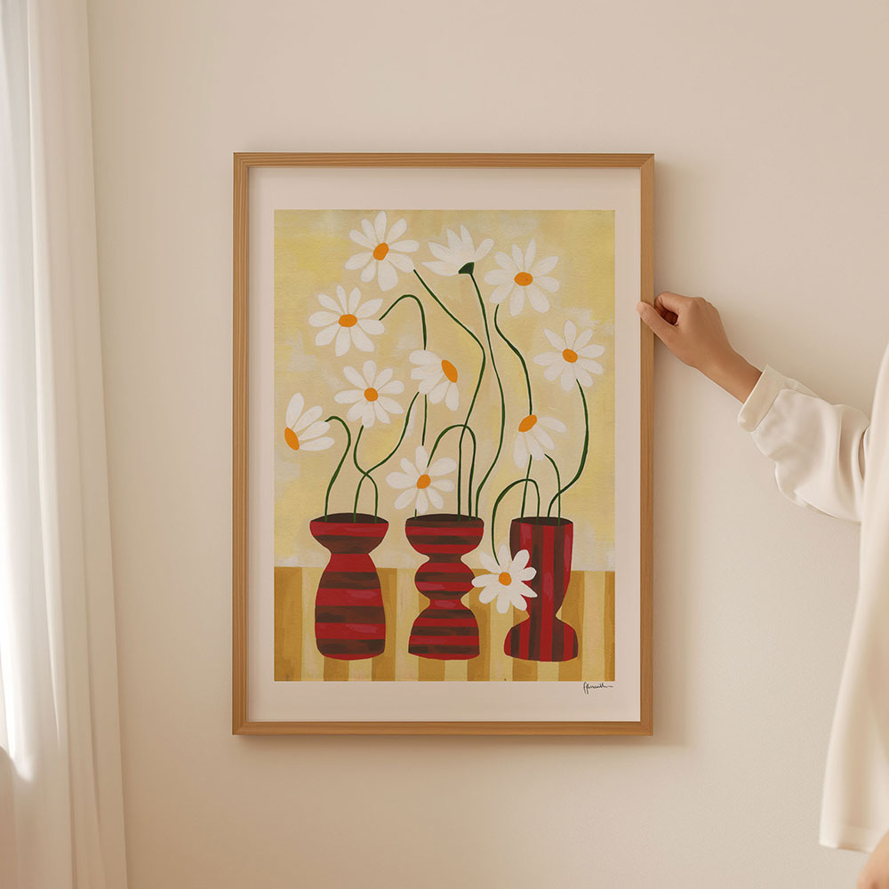 Daisies-in-Mini-Striped-Vases-Print