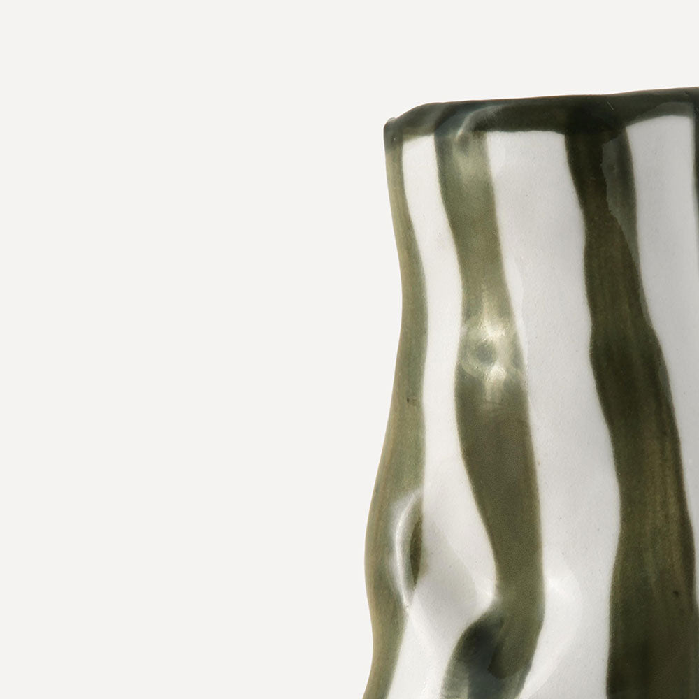 Dark-Forest-Green-Candy-Stripe-Vase