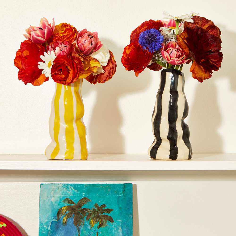 Bright-Yellow-Candy-Stripe-Vase