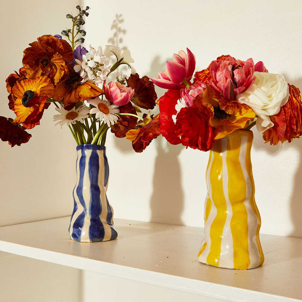 Bright-Yellow-Candy-Stripe-Vase