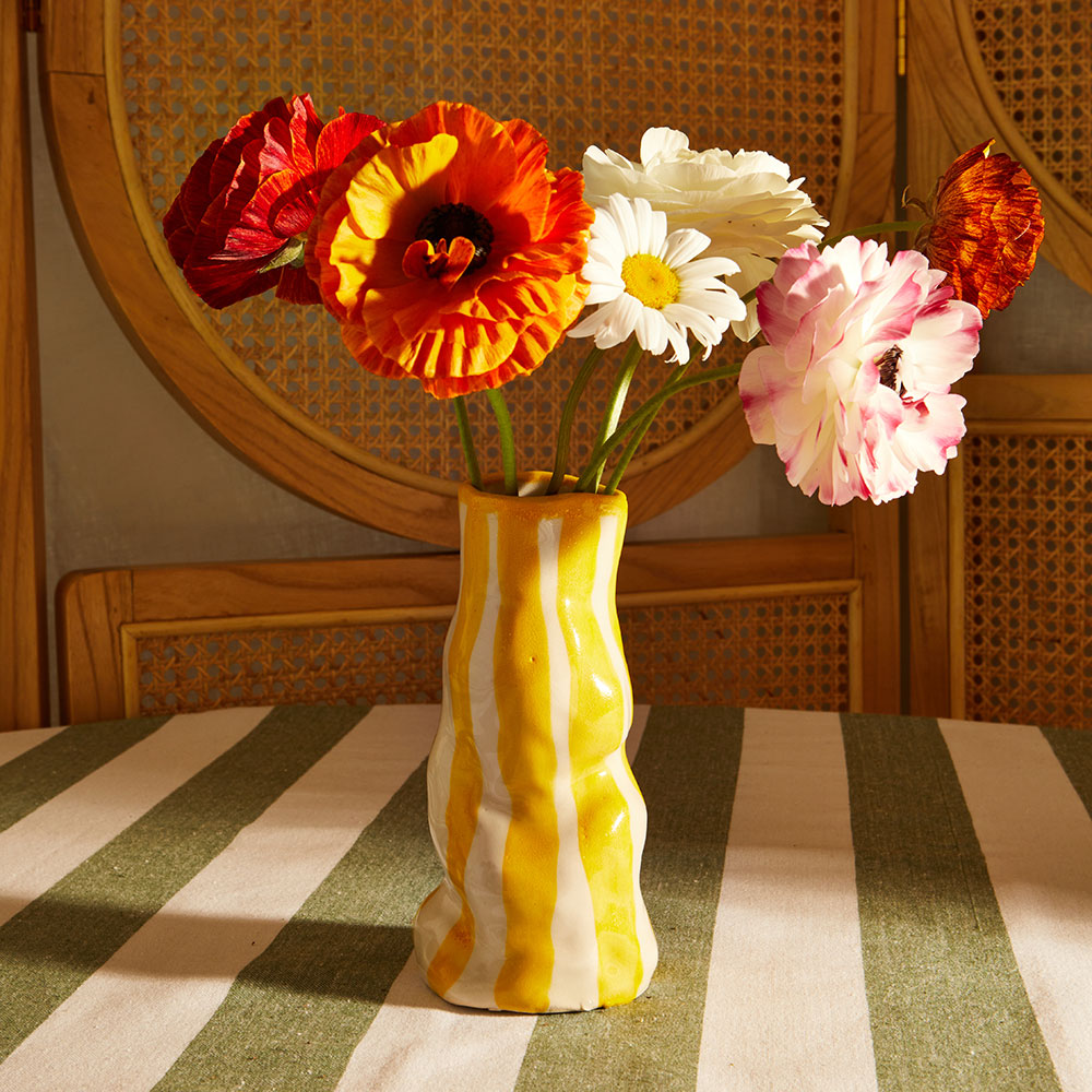 Bright-Yellow-Candy-Stripe-Vase
