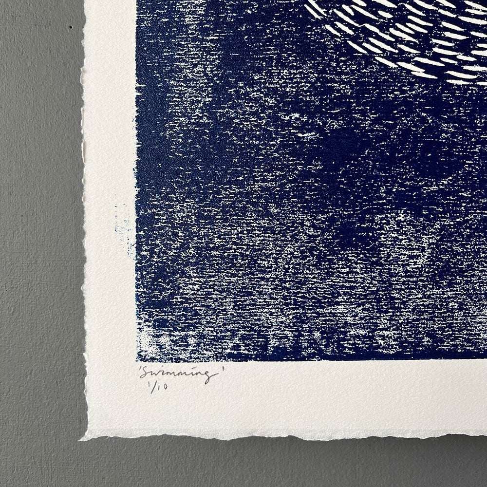 Swimming-Woodcut-Print