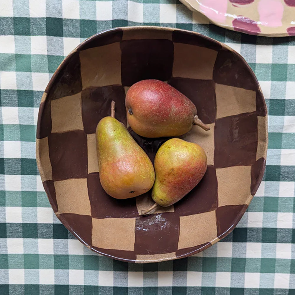 Large-Chocolate-Brown-Check-Serving-Bowl