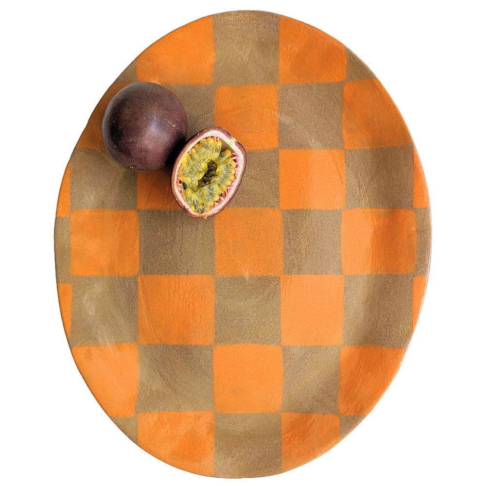 Orange-Oval-Check-Serving-Platter