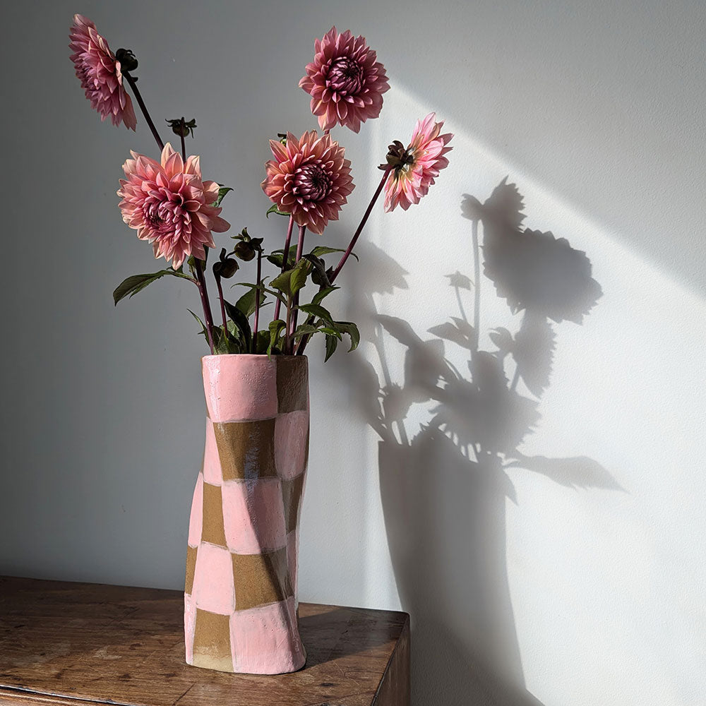 Pink-Check-Twist-Vase