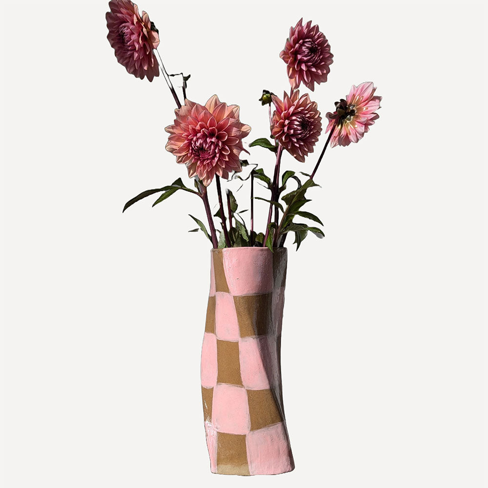 Pink-Check-Twist-Vase
