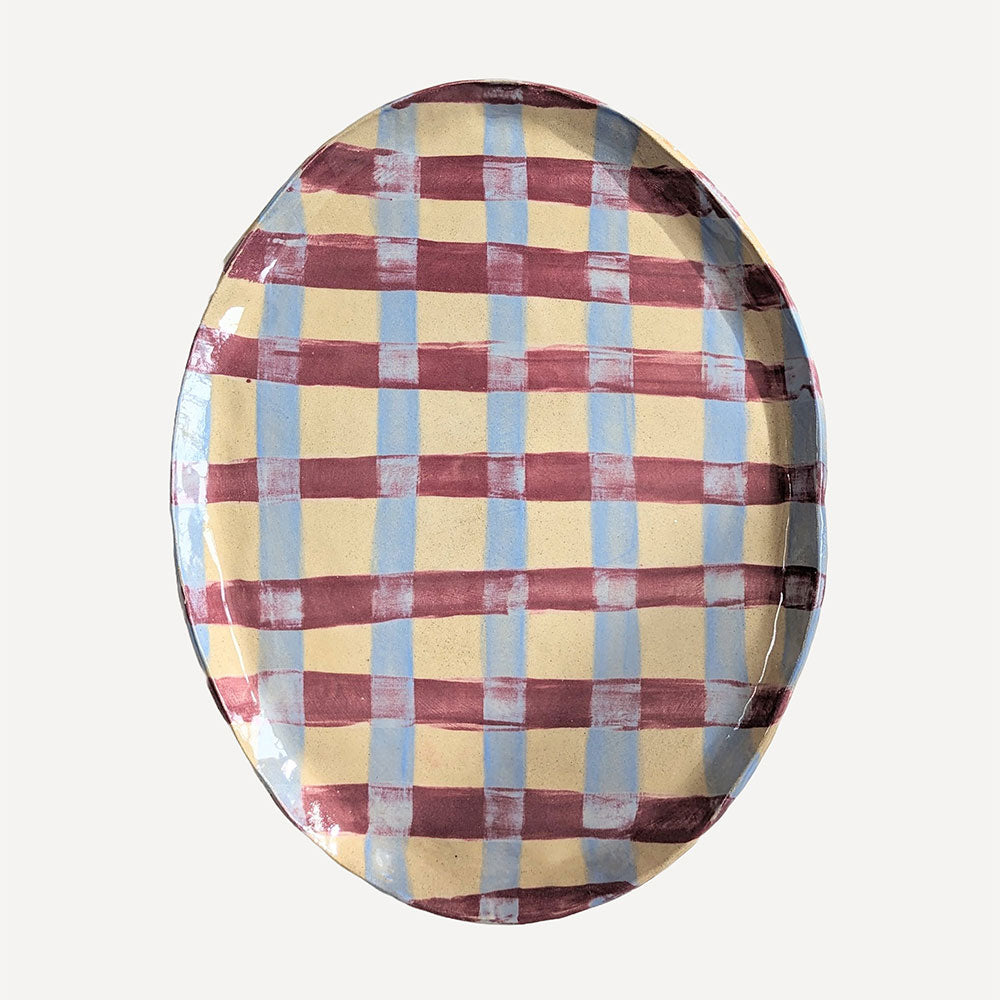 Baby-Blue-&-Burgundy-Gingham-Oval-Platter
