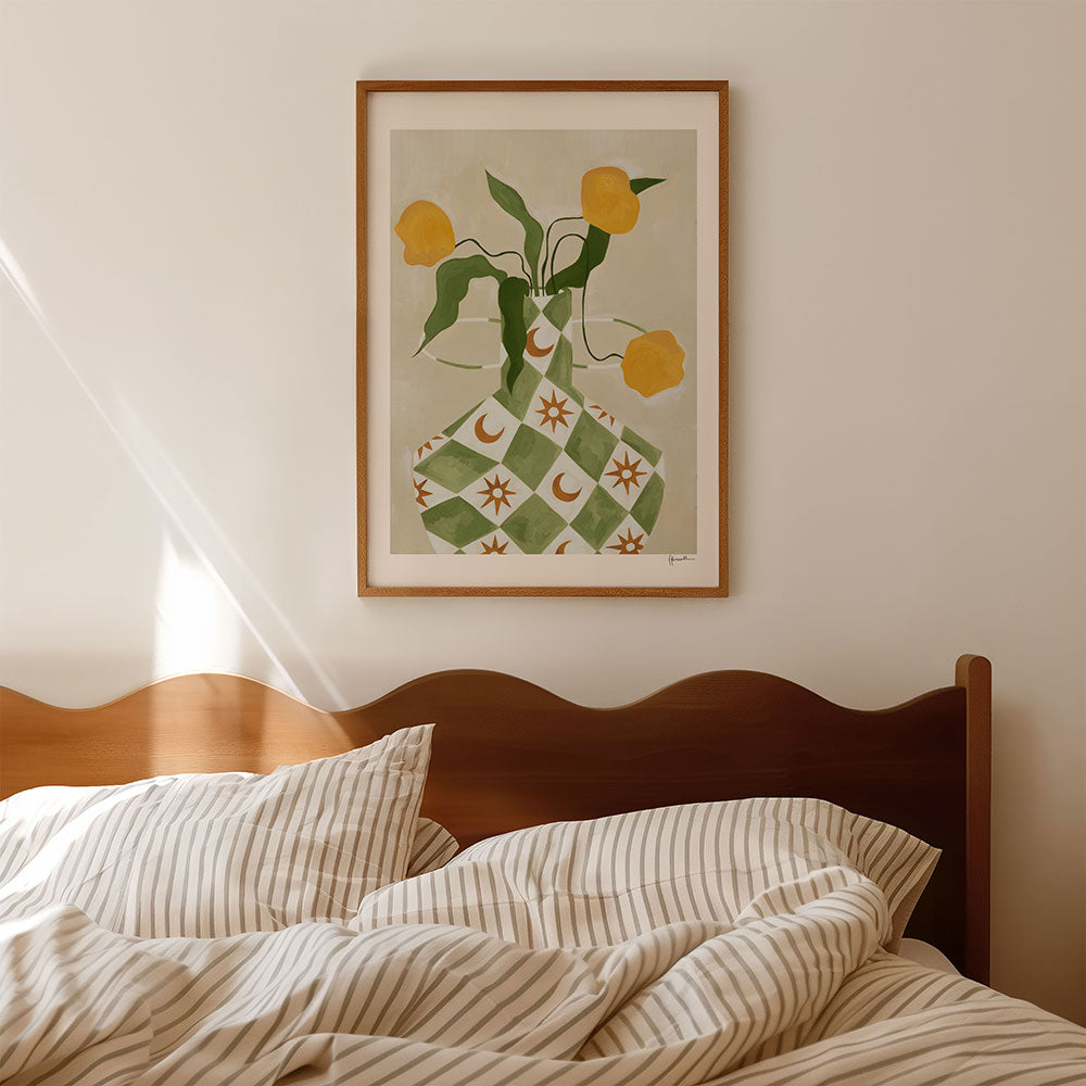 Yellow-Flowers-in-Star-Moon-Vase-Print