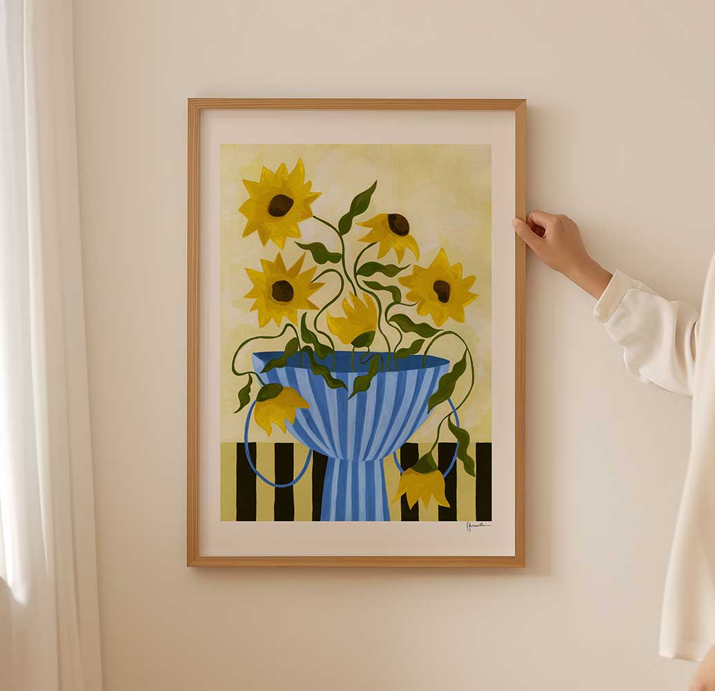 Sunflowers-in-Blue-Vase-Print