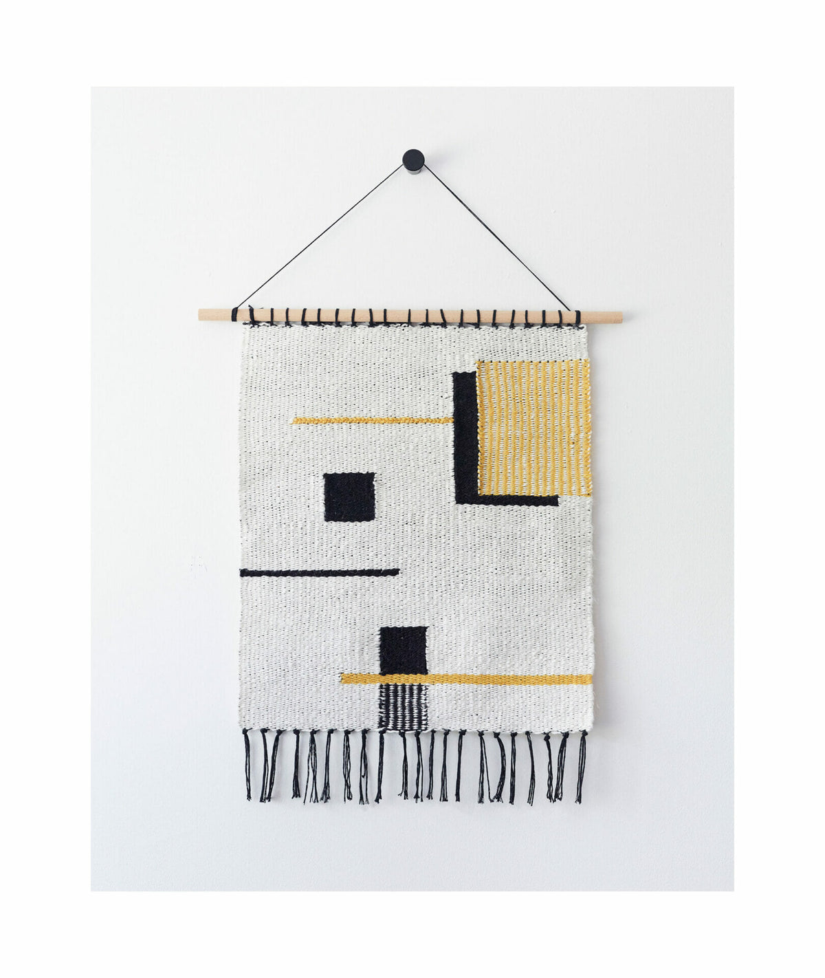 wall hanging-sommitelma-handwoven-wool-square-black-white-brown