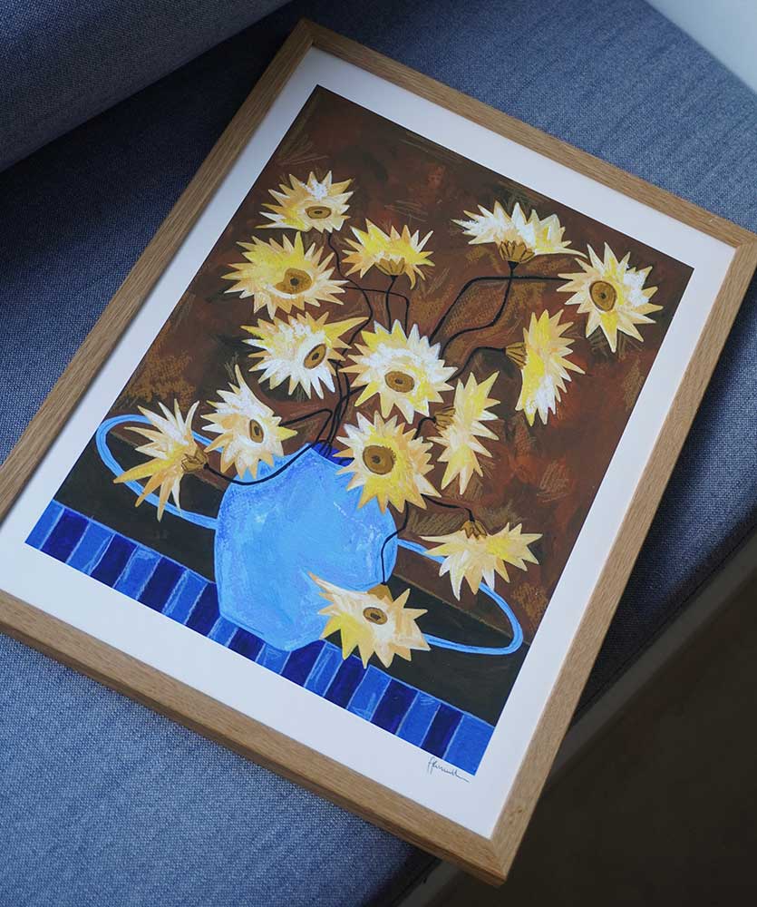 Yellow-Spiky-Gerberas-Print-by-Frankie-Penwill