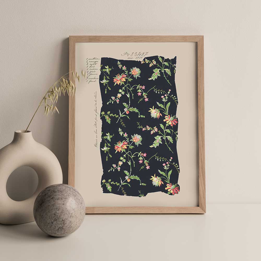 No.016 - Midnight Blooms - Vintage Archive Poster Print