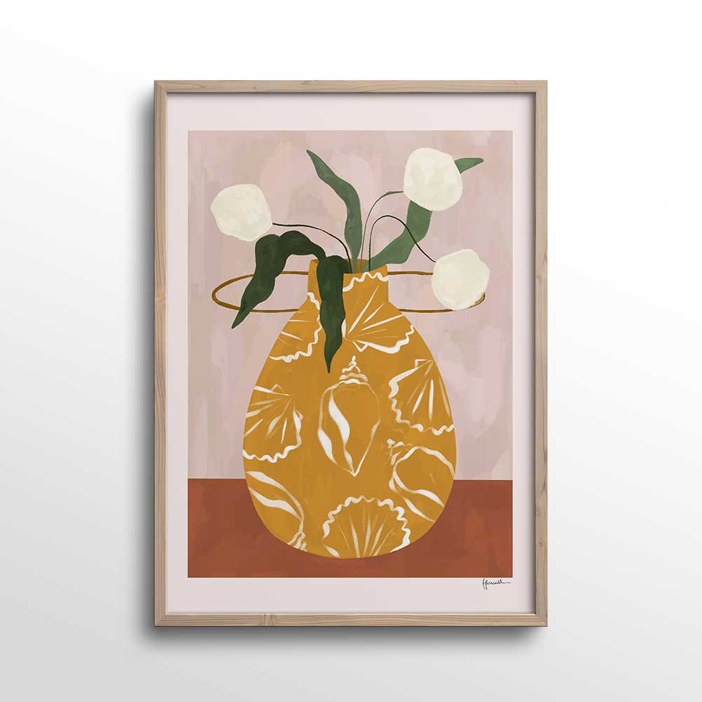 White-Flowers-in-Shell-Vase-Print