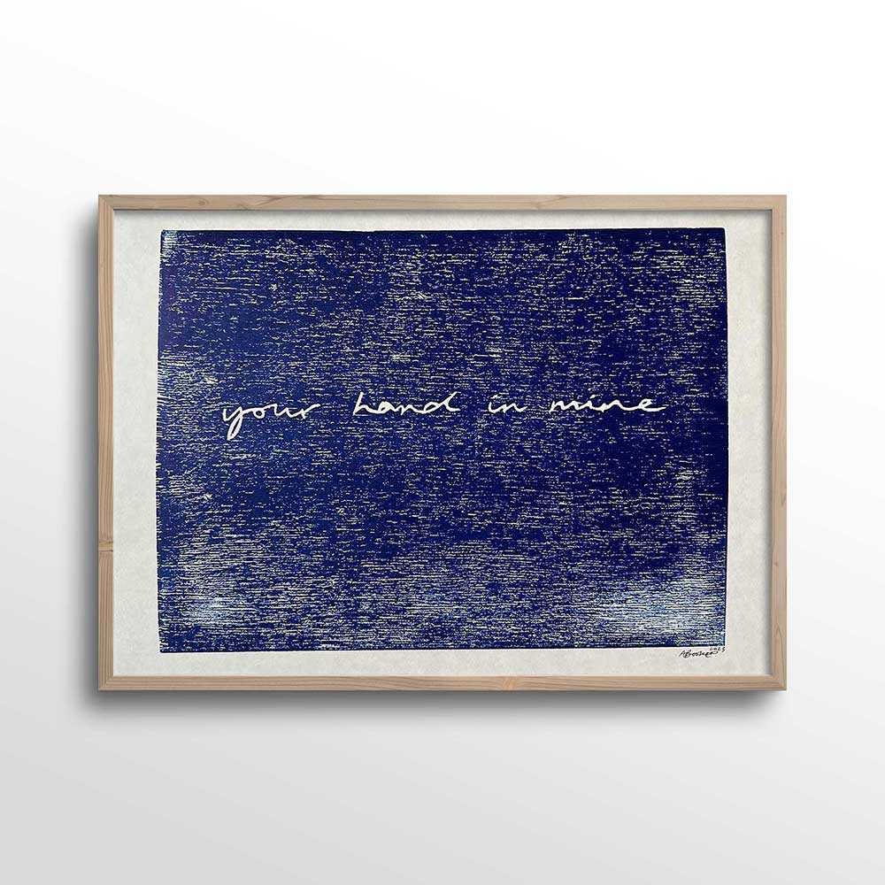 Your-hand-in-mine-woodcut-print
