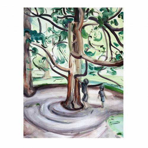 tree-climbers-painting-oil-linen-british-art