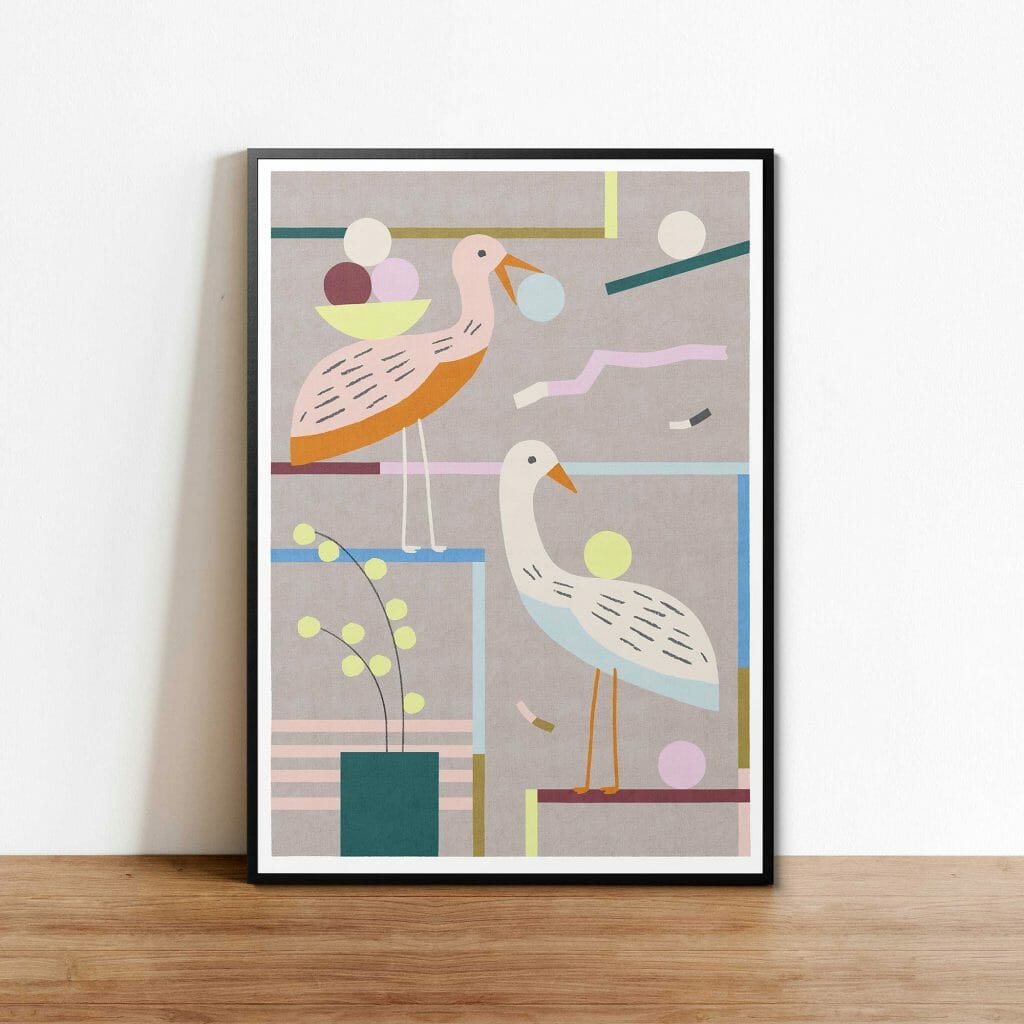 feeding-time-print-giclee-art-contemporary-cheerful-colours