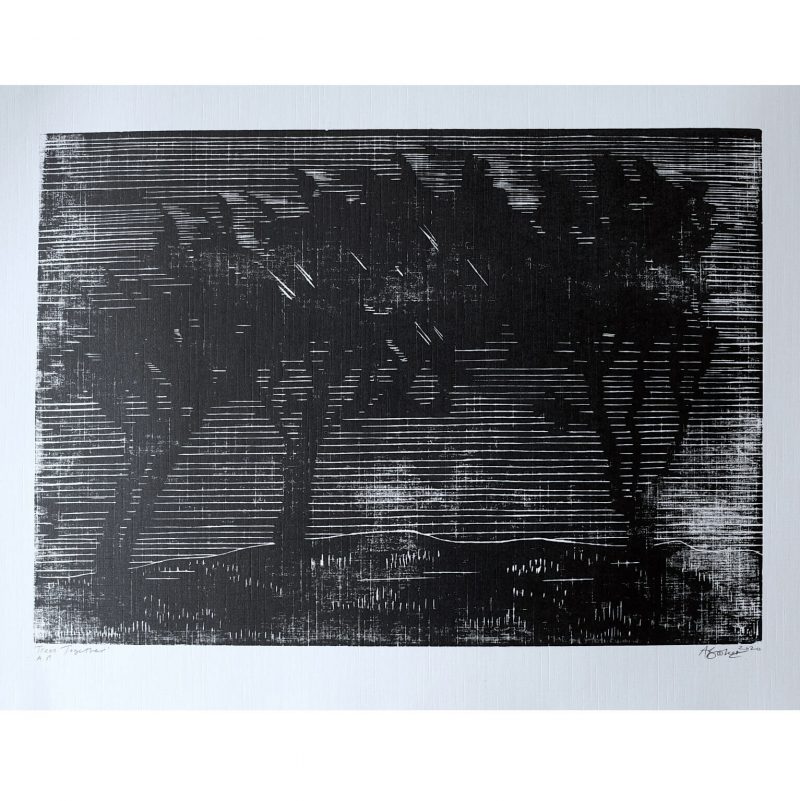 trees-together-woodcut-print-contemporary-art-black-and-white