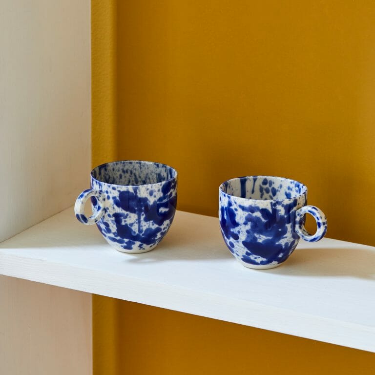 Blue Splatter Espresso Cup Porcelain-handmade