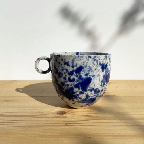 Splatter Enamel Mug | Cream/Blue main image 1