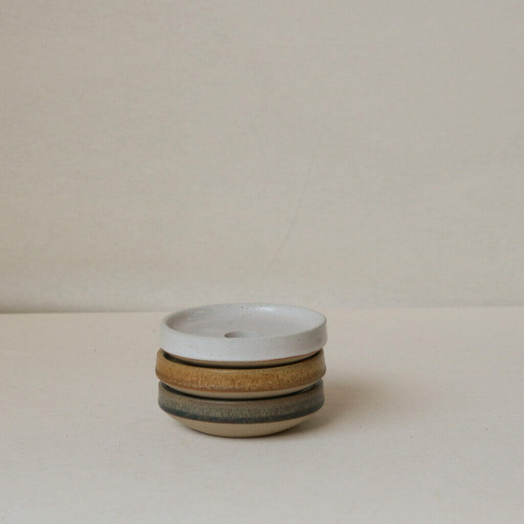 Candle Holder Flecked Stoneware Ochre Artists and Objects