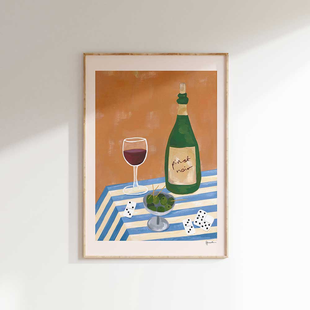 Dominoes-Olives-&-Pinot-Noir-Print-by-Frankie-Penwill