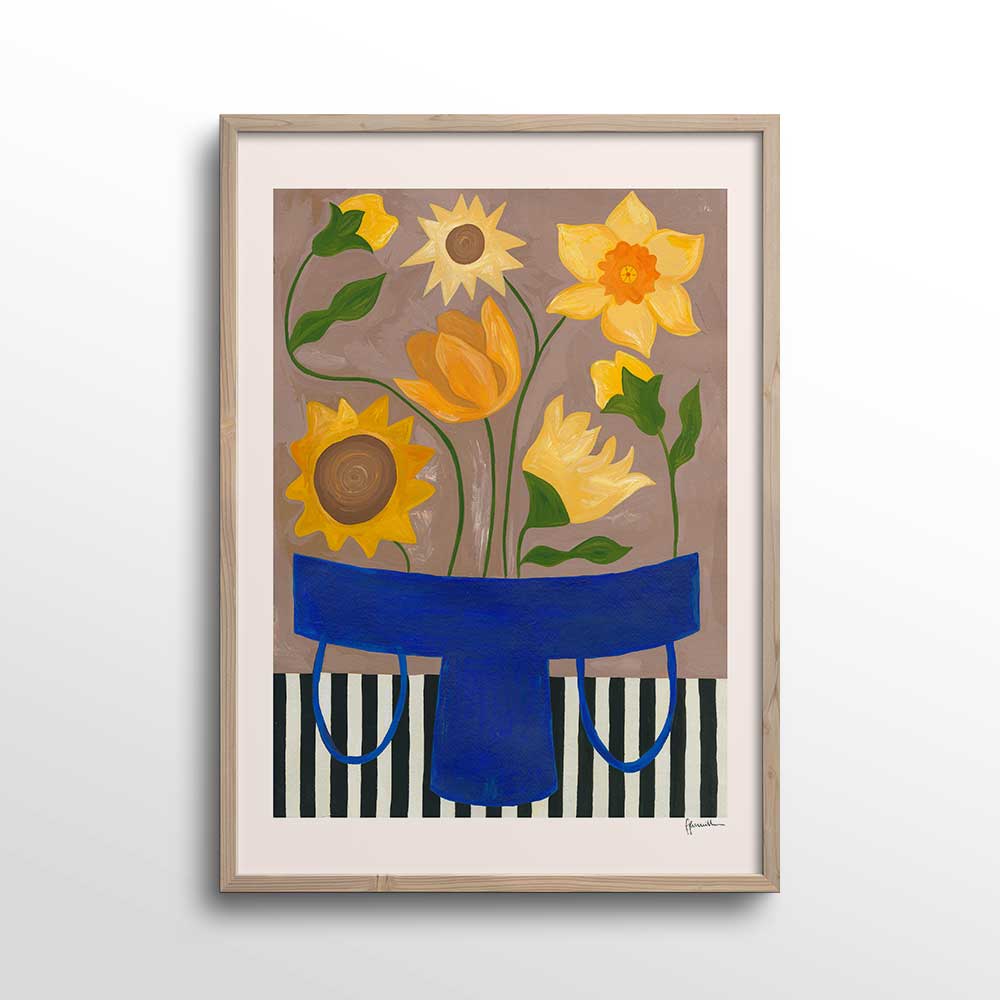 Yellow-Bouquet-in-Blue-Vase-Print