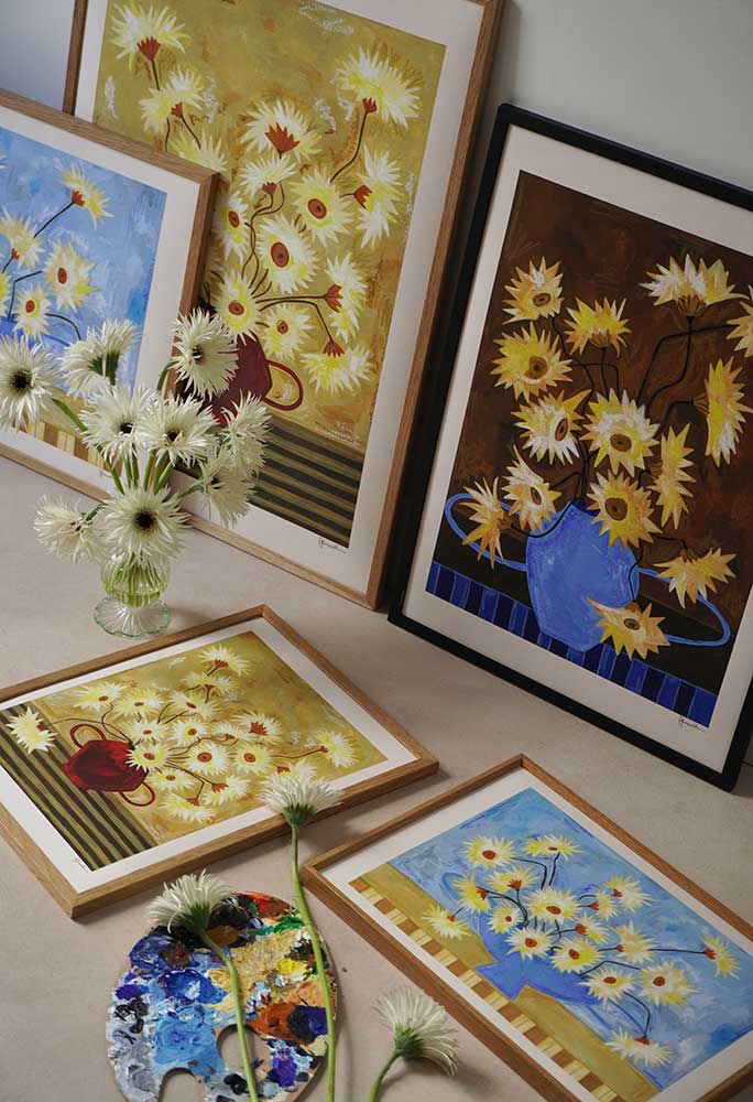 Yellow-Spiky-Gerberas-Print-by-Frankie-Penwill