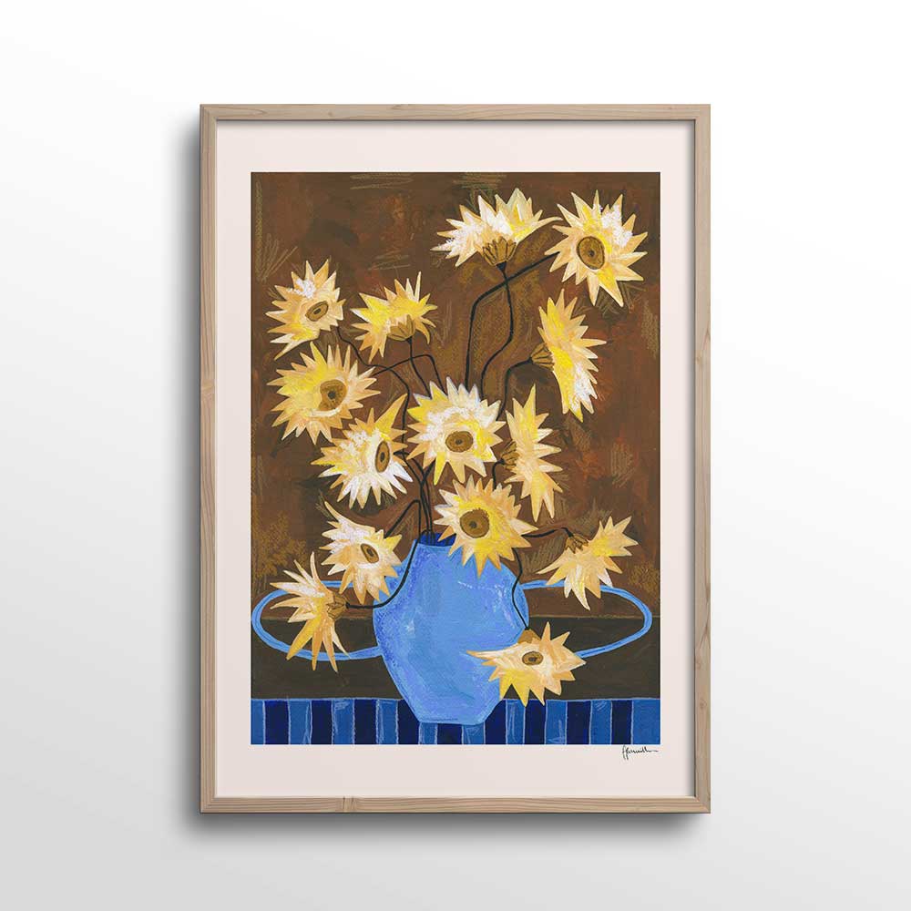 Yellow-Spiky-Gerberas-Print-by-Frankie-Penwill