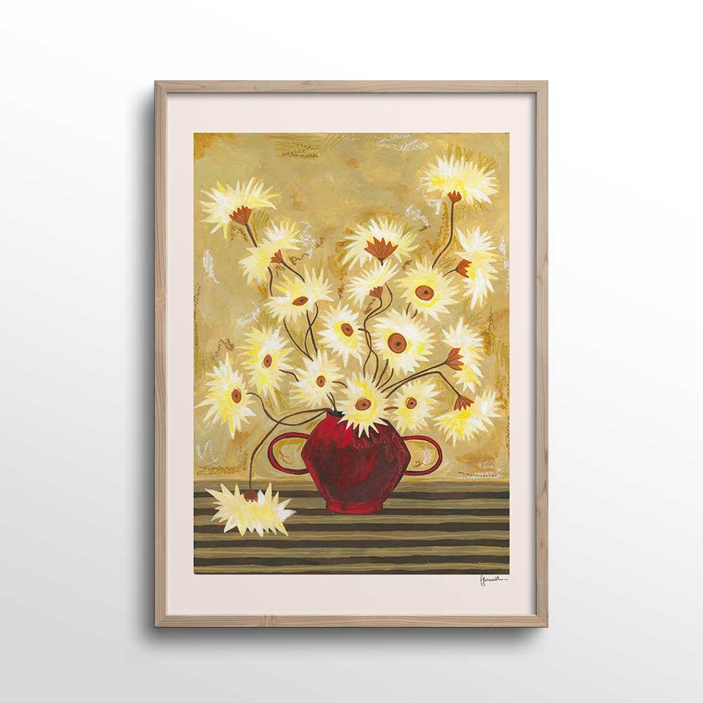 Spiky-Gerberas-in-Red-Vase-Print-by-Frankie-Penwill